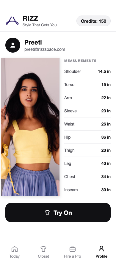 Personalised avatar and body-aware style profile